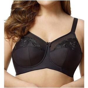 NWOT Elila 52G Embroidered Full-Figure Bra 1301 Black #91960